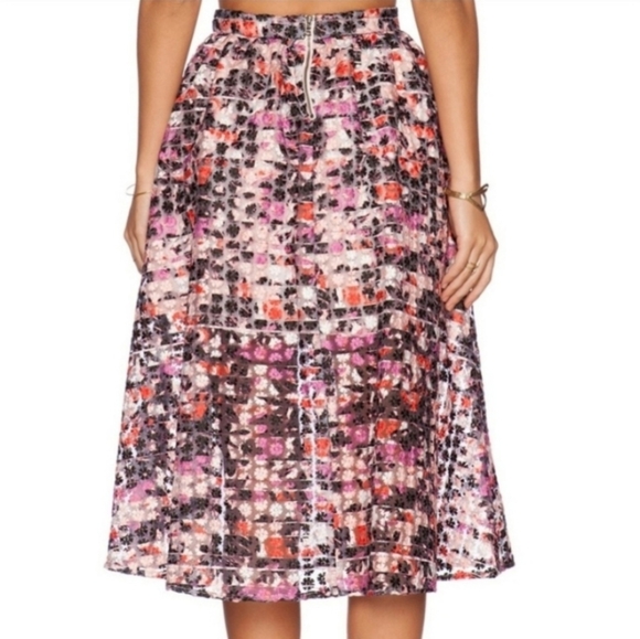 Sam Edelman Enchanted Kiss Floral Embroidered Organza Midi Skirt Women's 6 - Picture 2 of 13